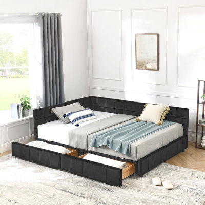 Full Size Storage Upholstered Tufted Bed Frame, Sofa Bed Frame With Comfortable Backrest And Armrests, Full Size Bed