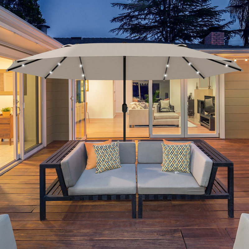 Icarus 4.4m x 2.6m Rectangular Traditional Parasol, Khaki