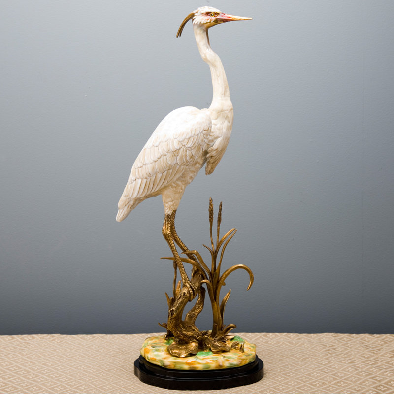 Porcelain Shore Bird with Bronze Ormolu Base