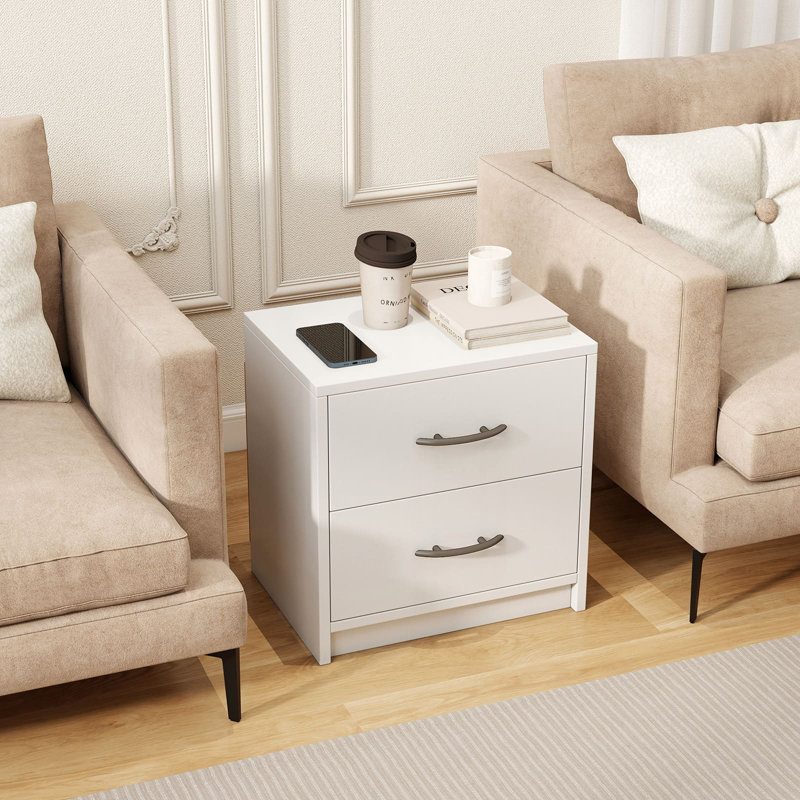 38cm W Particle Board Bedside Table, White