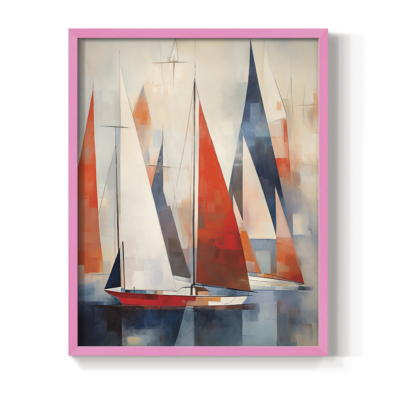 NAUTICAL Series CDXVI, reproduction encadrée - bois massif, H 15 po x l 12 po, Rose