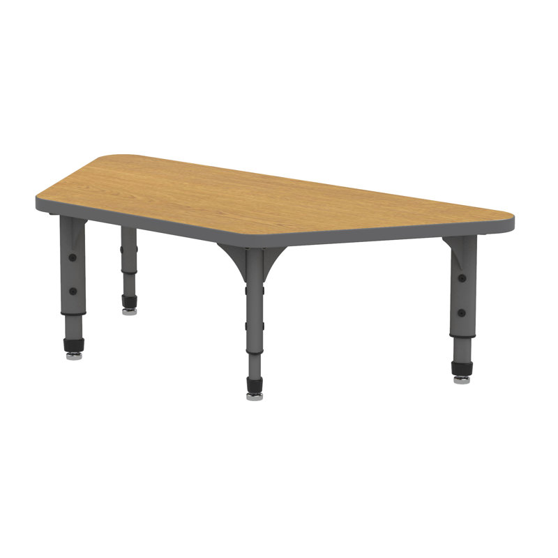 Apex Series Laminate Adjustable Trapezoid 3 Students Activity Table, Solar Oak