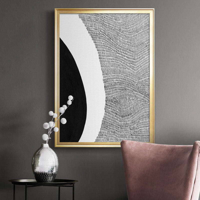 «Black and White Abstract II», reproduction sur toile encadrée, H 42,5 po x l 30,5 po x P 1 po, Or