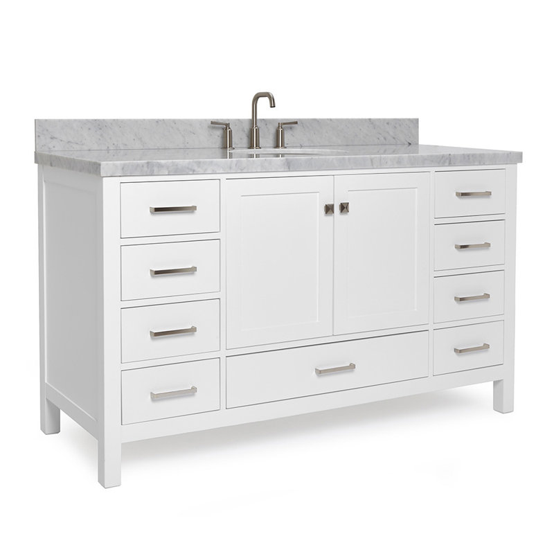 Ensemble de meuble-lavabo simple 61 po Cambridge, Blanc, Ovale