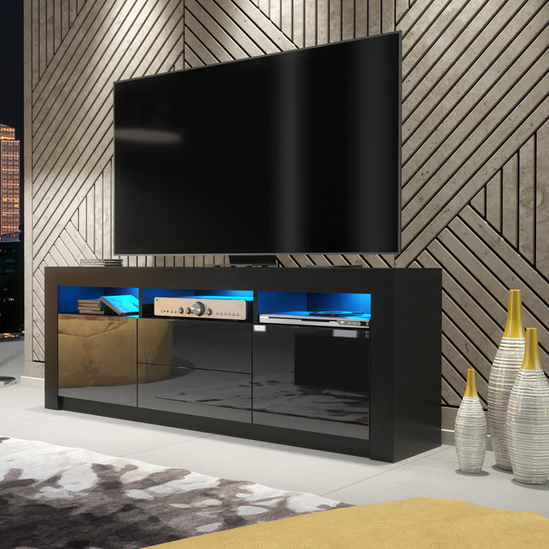 Archivaldo Unfinished TV Stand for TVs up to 48", Black
