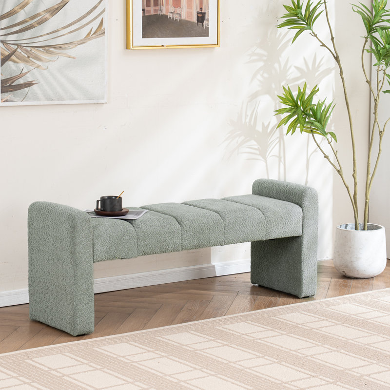 Banc rembourré avec accoudoirs et canal touffeté 54 po Laytona, Sage