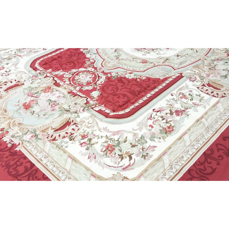 Hand-Knotted High-Quality Red and Beige Area Rug