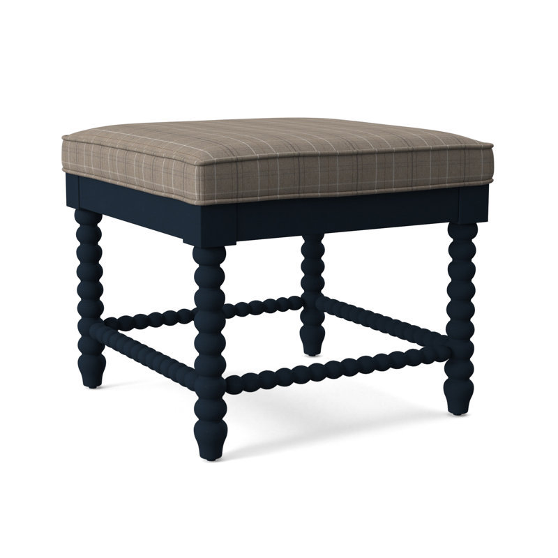 Banc en bois massif Louisa, Sunbrella bleu à fines rayures; 6205-64, Finition marine