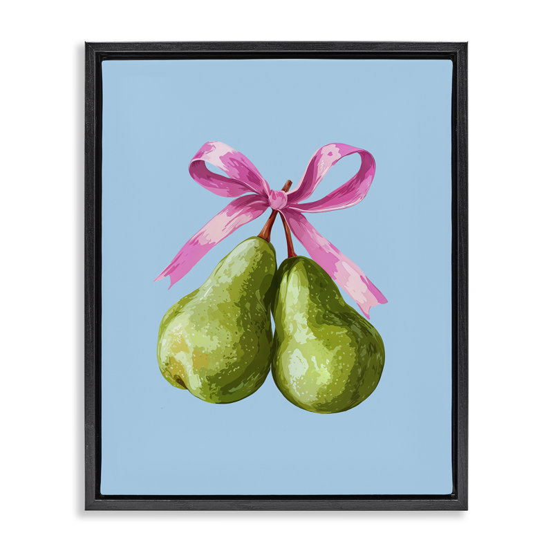 Poires jumelles avec cadre flottant à ruban, design par Imagine It Images, H 31 po x l 25 po, Cadre flottant noir de jais