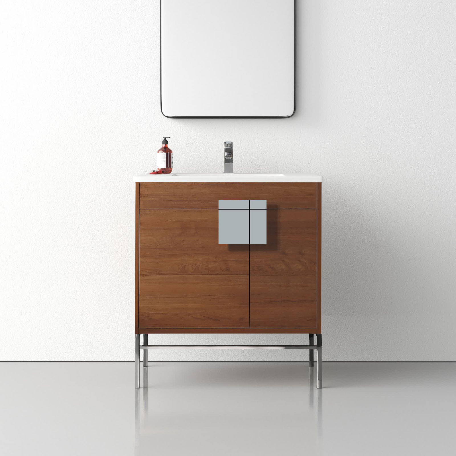 Maisie 30'' Single Bathroom Vanity, Polished Chrome, Walnut