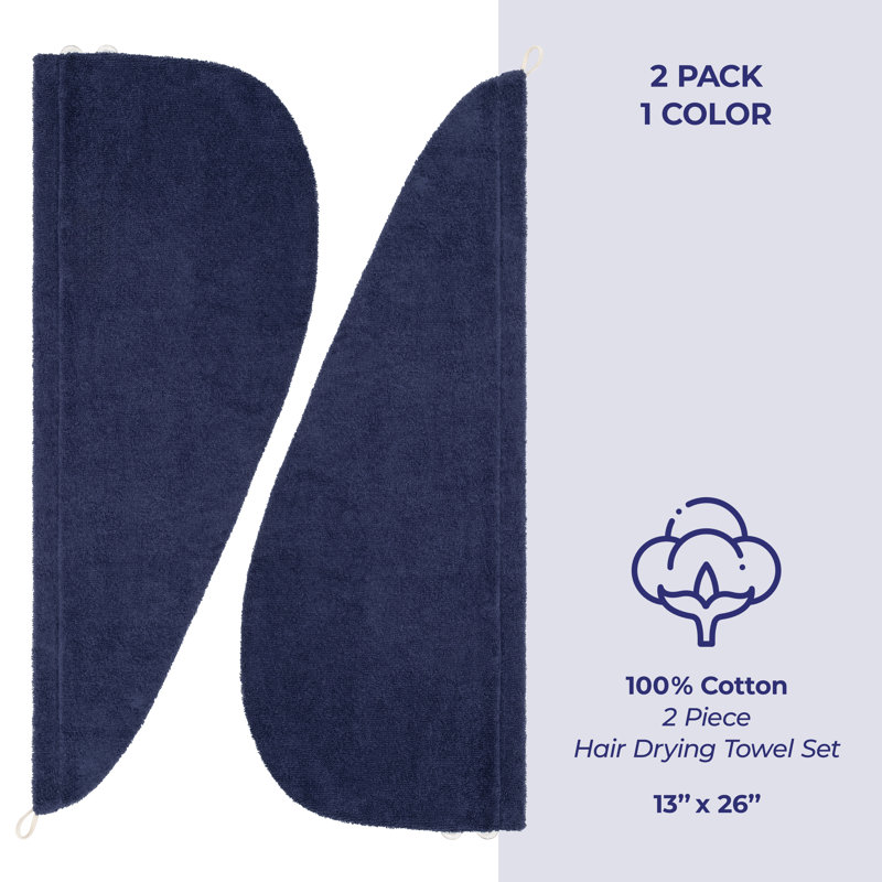 Serviettes 100% coton, longs poils bouclés, Marine