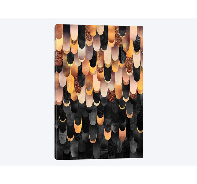 «Feathered - Copper & Black» par Elisabeth Fredriksson - impression sur toile tendue, H 60 po x l 40po x P 1,5 po