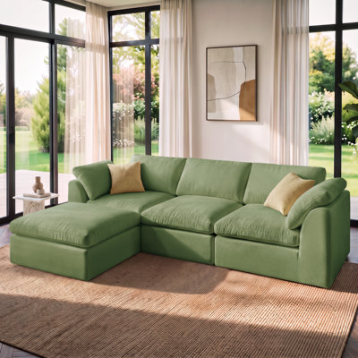 Canapé modulaire en forme de L avec repose-pieds de 108,2 po Cloud, canapé modulaire en forme de L avec repose-pieds 3 places, aucun assemblage requis