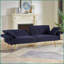 Canapé-lit convertible Modern Teddy - Structure en bois massif, dossier à coussin réglable pour le salon | Bleu foncé | Ours en peluche | Dossier rembourré