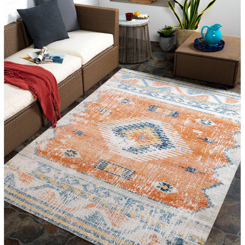 Arnauta Boho Burnt Orange Area Rug, Rectangle 160 x 213cm