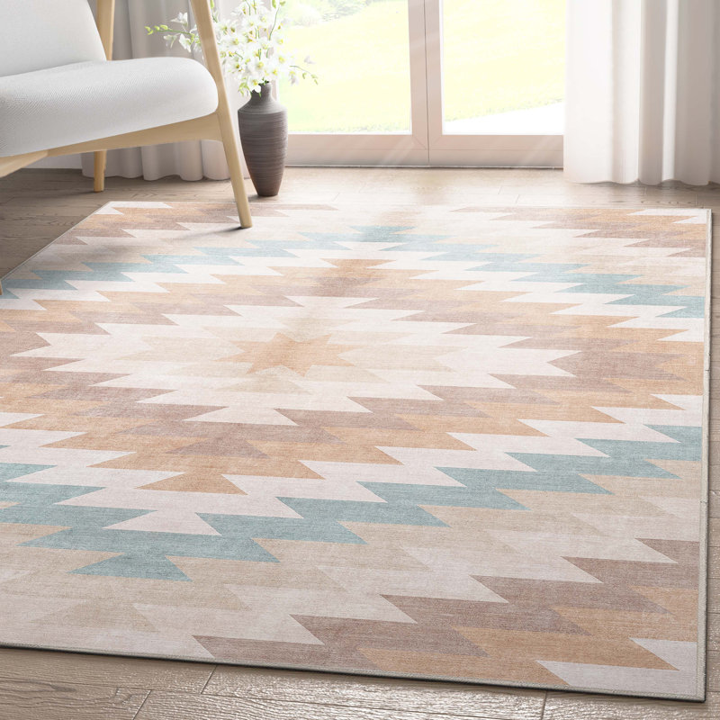 Tapis beige tissé à plat Kehr Albuquerque Southwestern, Rectangle 3 pi 3 po x 5 pi