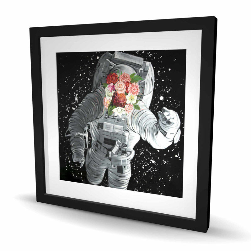 «Dreaming of Space» - Reproduction matte encadrée pour le décor de la chambre à coucher, H 24 po x l 24 po, Noir