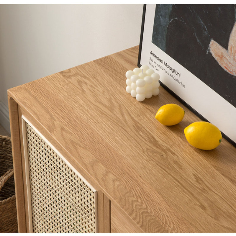 Buffet moderne en bois massif minimaliste, H 33,46 po x l 62,99 po x P 15,74 po