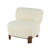Polyester White Accent Chair with Brown Wooden Legs