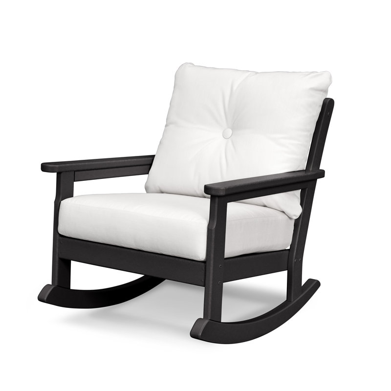 Chaise berçante à assise profonde Lakeside Vineyard, Noir, Brume grise