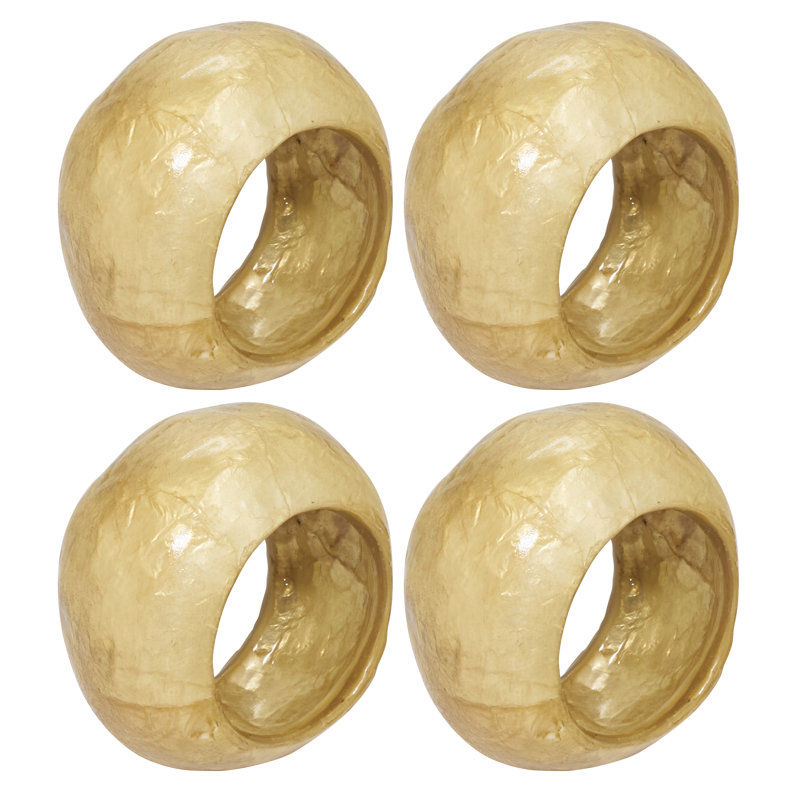 Rond de serviette texturé Capiz (ensemble de 4), Doré