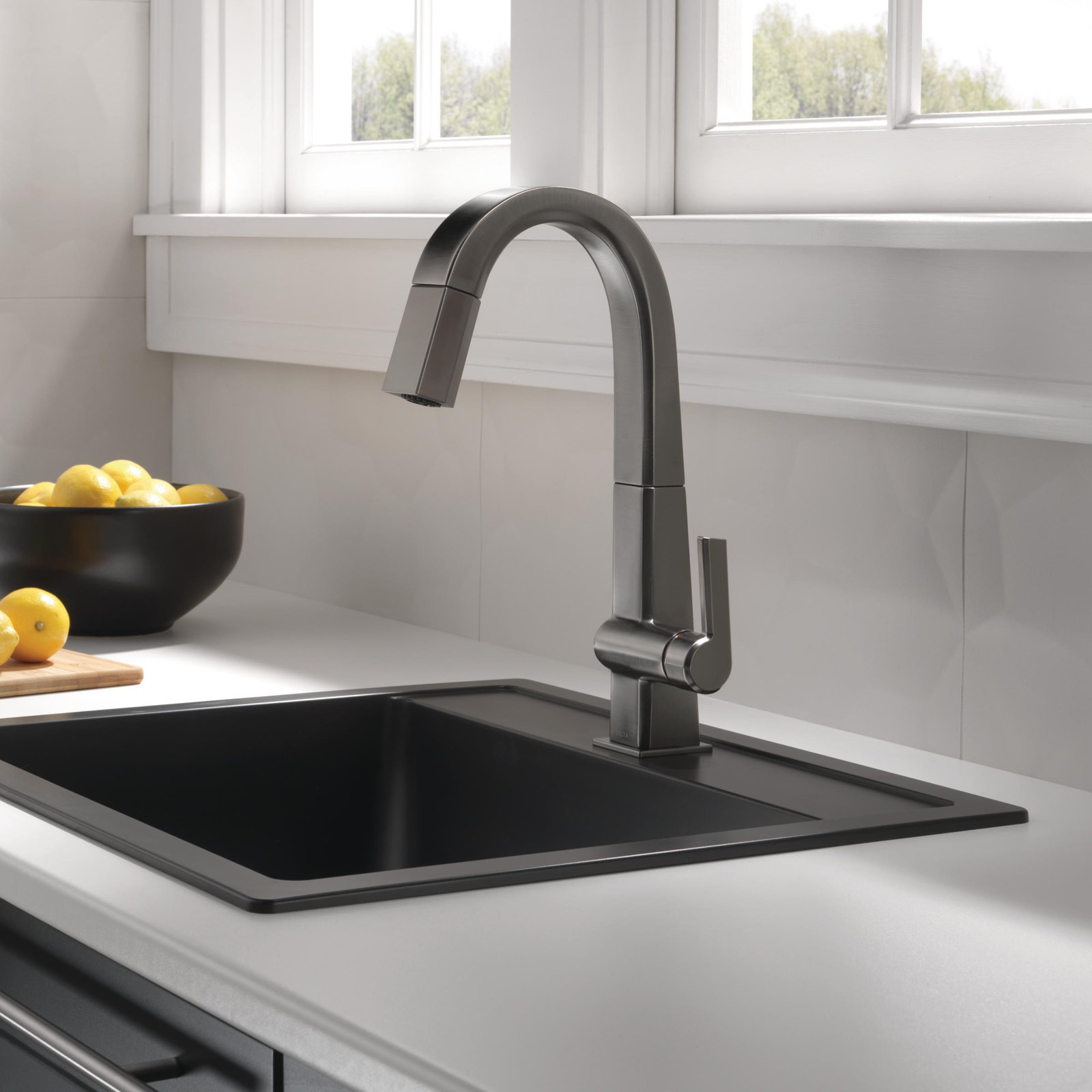 Pivotal Pull-Down Bar Faucet, Black Stainless