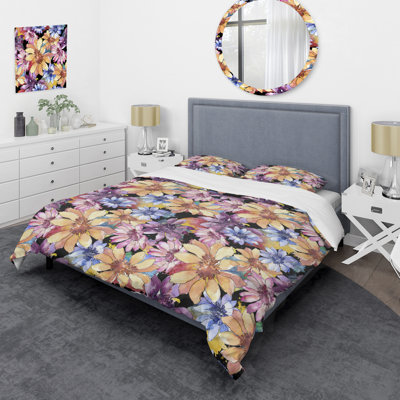 Ensemble de housse de couette en microfibre orange / mauve / noir