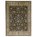 High-Quality Hand-Knotted Black And Gold Area Rug