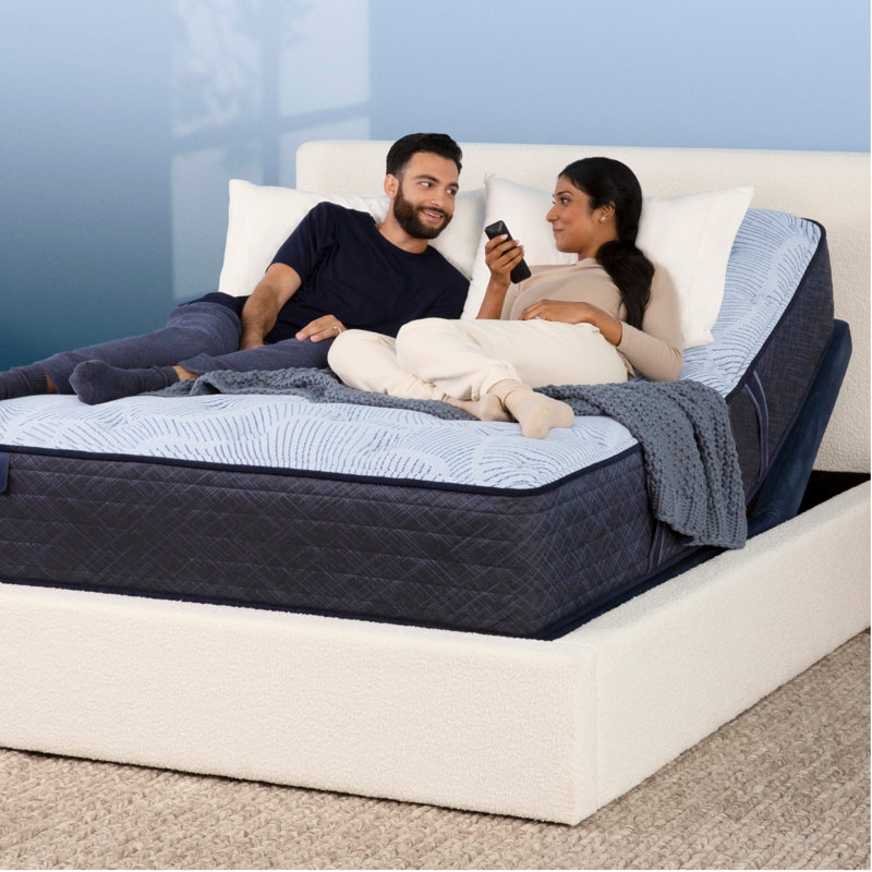 Navy Blue Adjustable Queen Upholstered Metal Platform Bed Frame