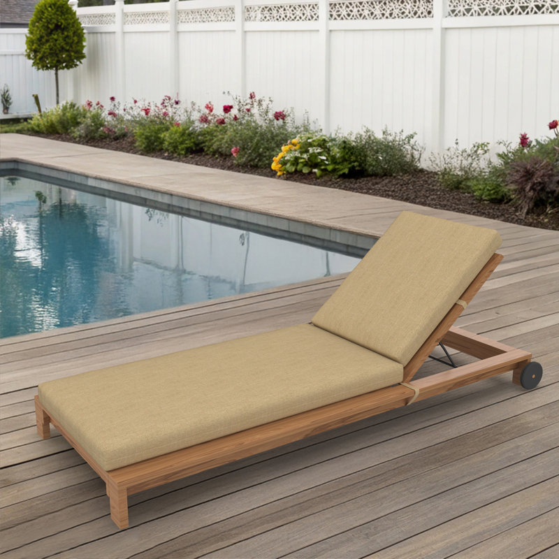 Amala Sunbrella® Outdoor Chaise Lounge Cushion, 22" x 24"/24.5" x 52.5", Canvas Heather Beige Sunbrella® Canvas