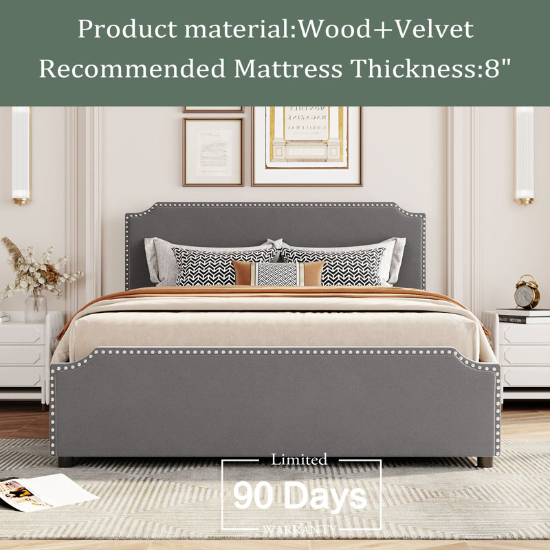 Langdon Upholstered Platform Storage Bed, Gray