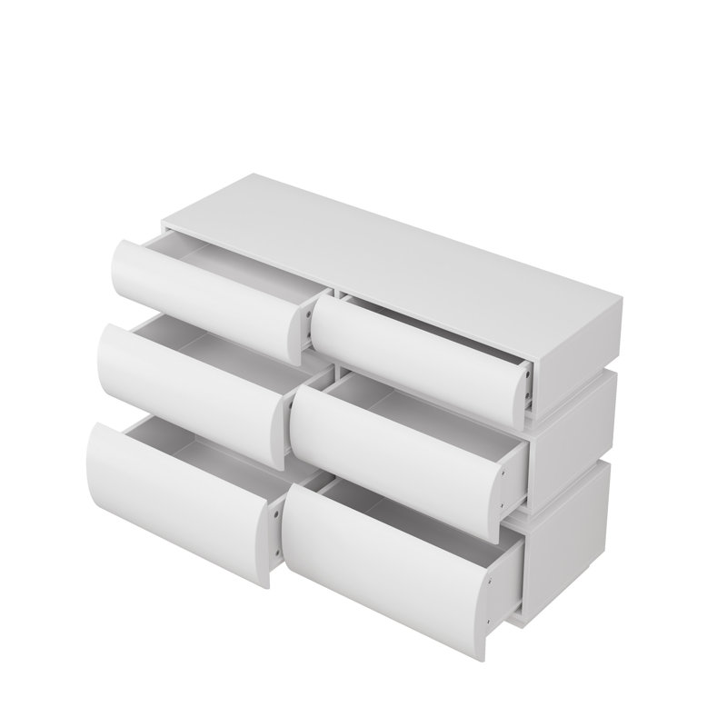 Commode 6 tiroirs pour chambre à coucher, Blanc