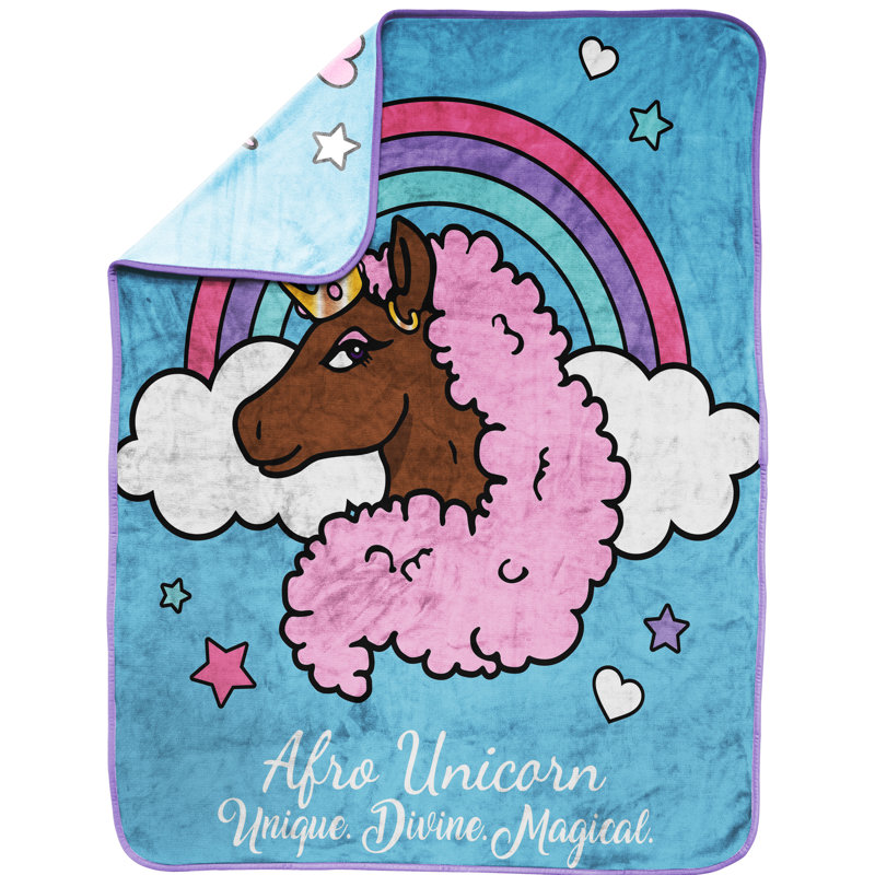 Afro Unicorn Unique, Divine, Magical 46 x 60 Silk Touch Throw Blanket