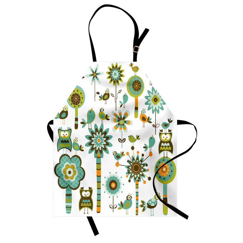 Multicolore, tablier East Urban Home, unisexe, oiseaux, fleurs, taille adulte