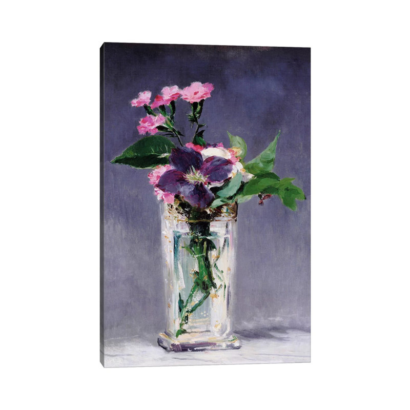 Ragged Robins And Clematis by Edouard Manet - Wrapped Canvas Print, 20.32 cm H x 30.48 cm W