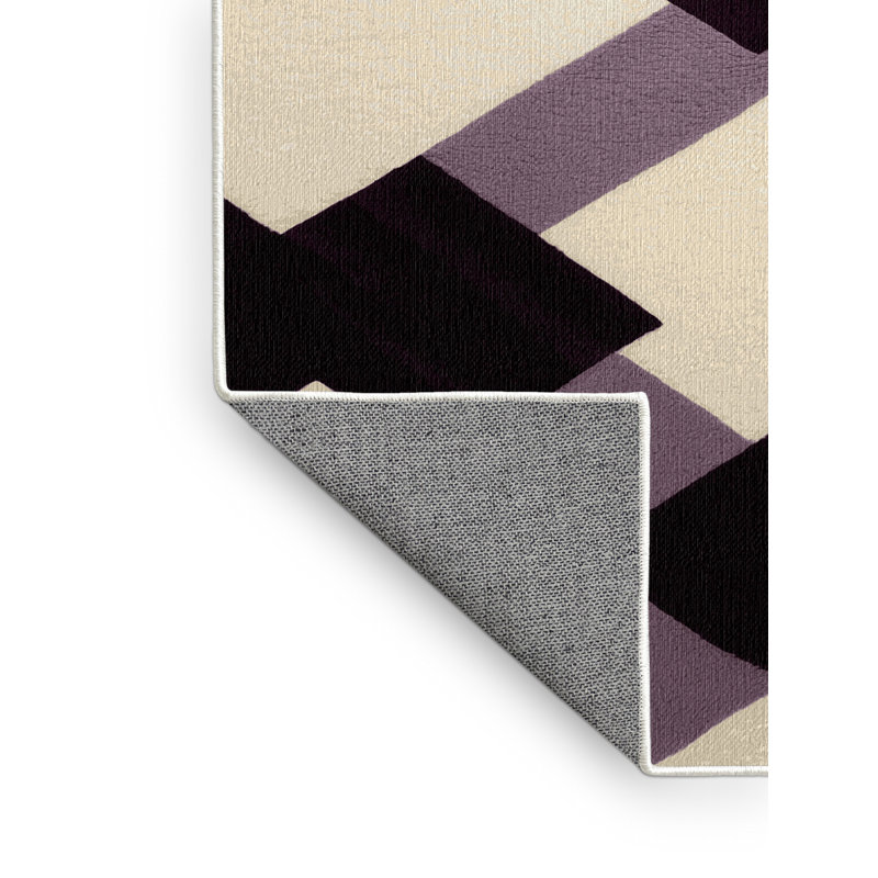 Tapis beige à carreaux lavable à la machine, Carré 6 pi