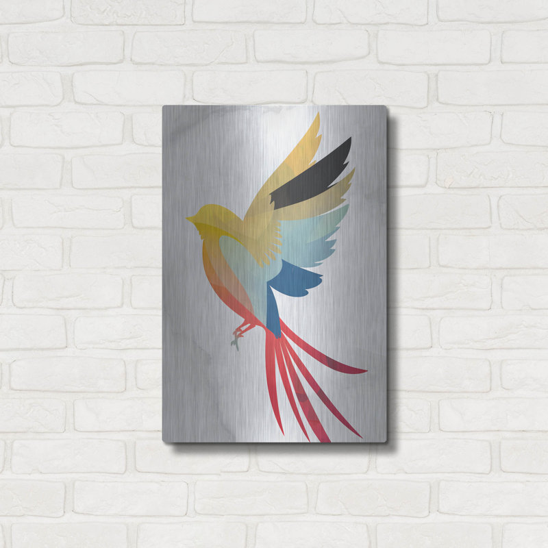 «Colorful Bird» par Andreas Magnusson, art mural en métal, H 24 po x l 16 po