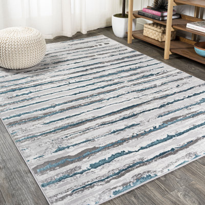 Batten Modern Stripe Gray/Turquoise Rug