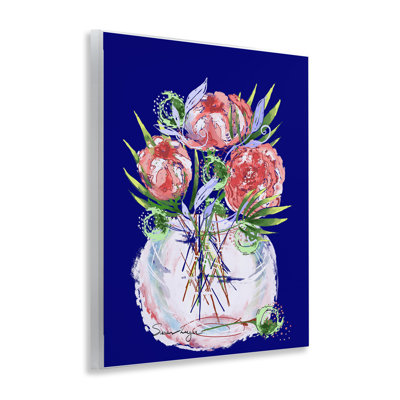 «Florals In Milk Glass», plaque murale par Susan Lugar