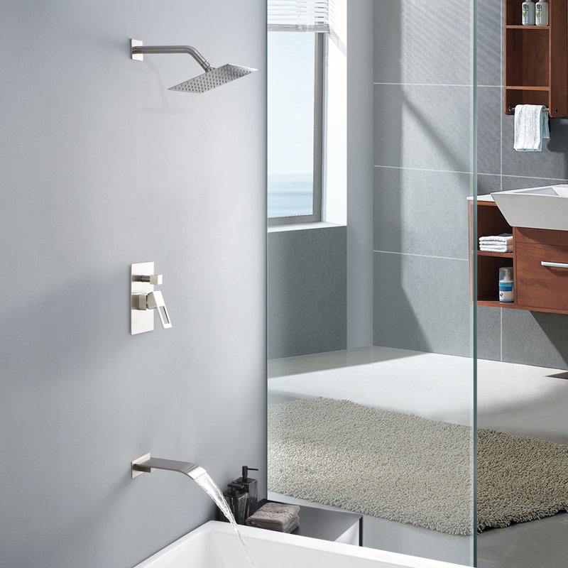 Complete Shower System with Rough in-Valve, Brushed Nickel