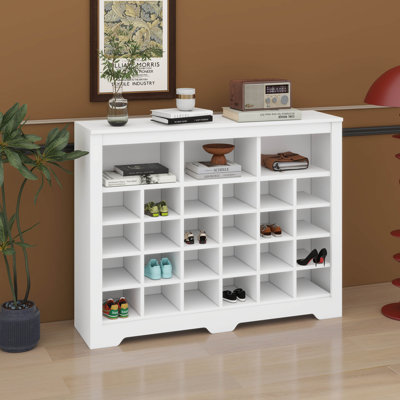 Console de rangement moderne à 24 compartiments pour chaussures - armoire à chaussures élégante avec base incurvée
