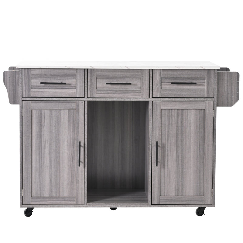 Wood Kitchen Island, Grey