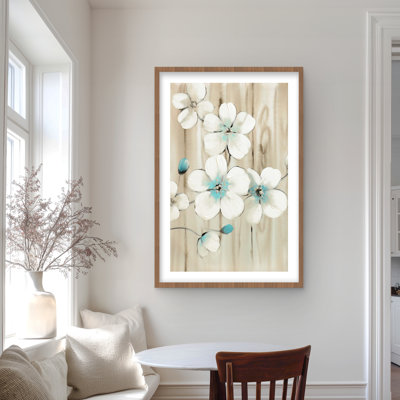 Cherry Blossom in White - Floral Asian Framed Print Decor