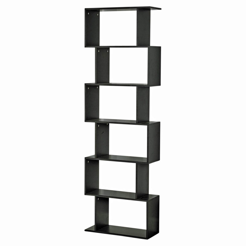 190.5cm H Geometric Bookcase, 190.5cm H x 60cm W x 24cm D, Black