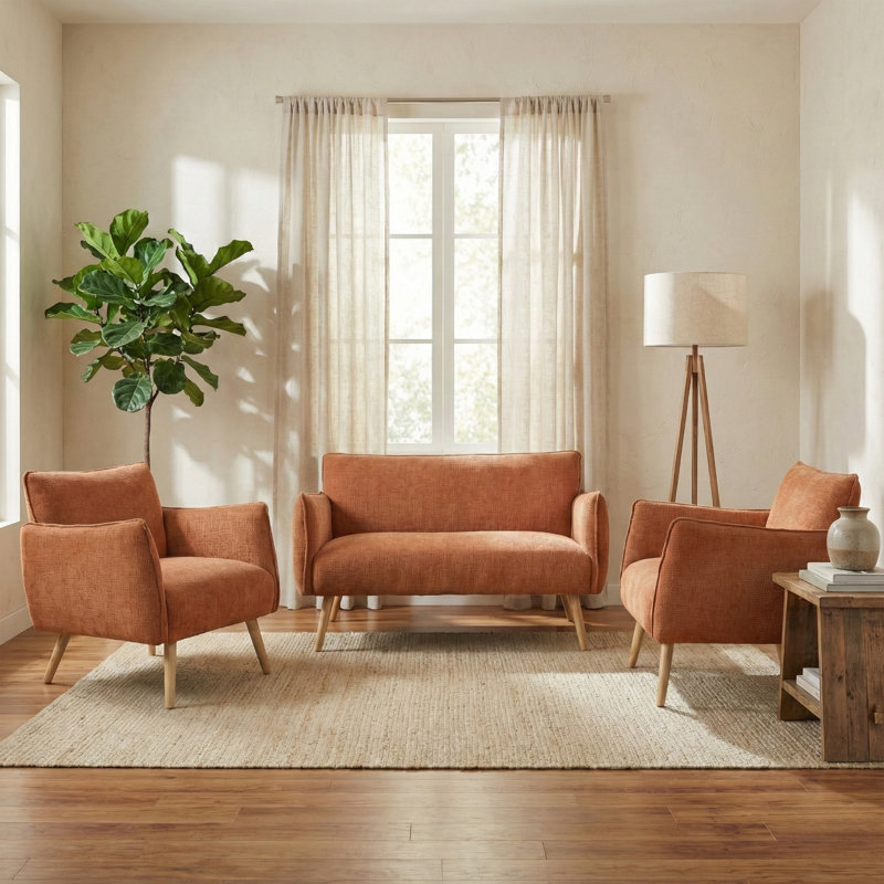3 Piece Sofa Set, Rust