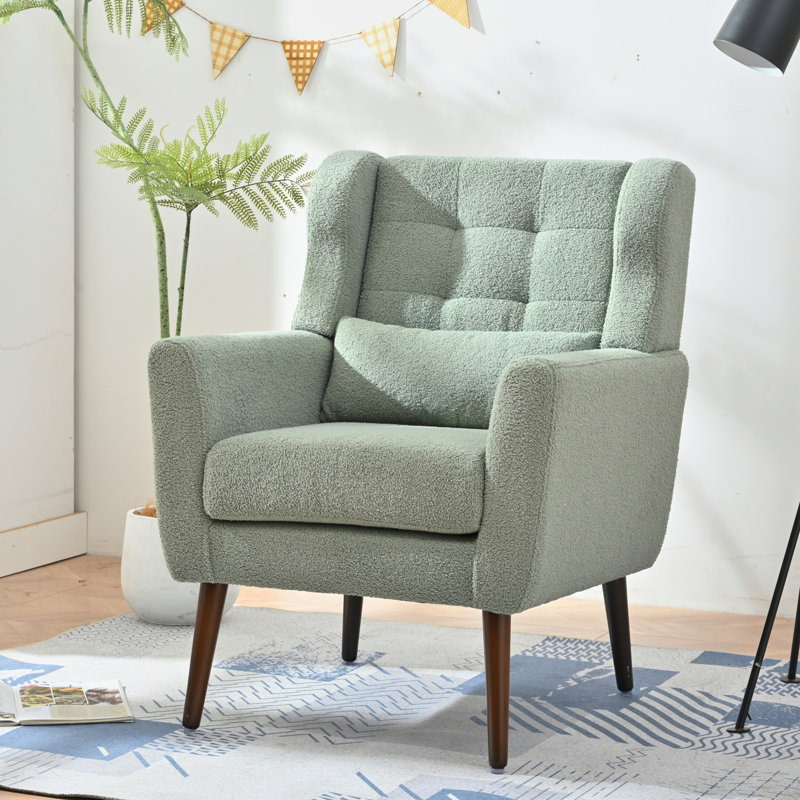 Fauteuil d'appoint moderne pour la détente. Tissu, ergonomique, construction confortable, style, dossier ergonomique, bois.