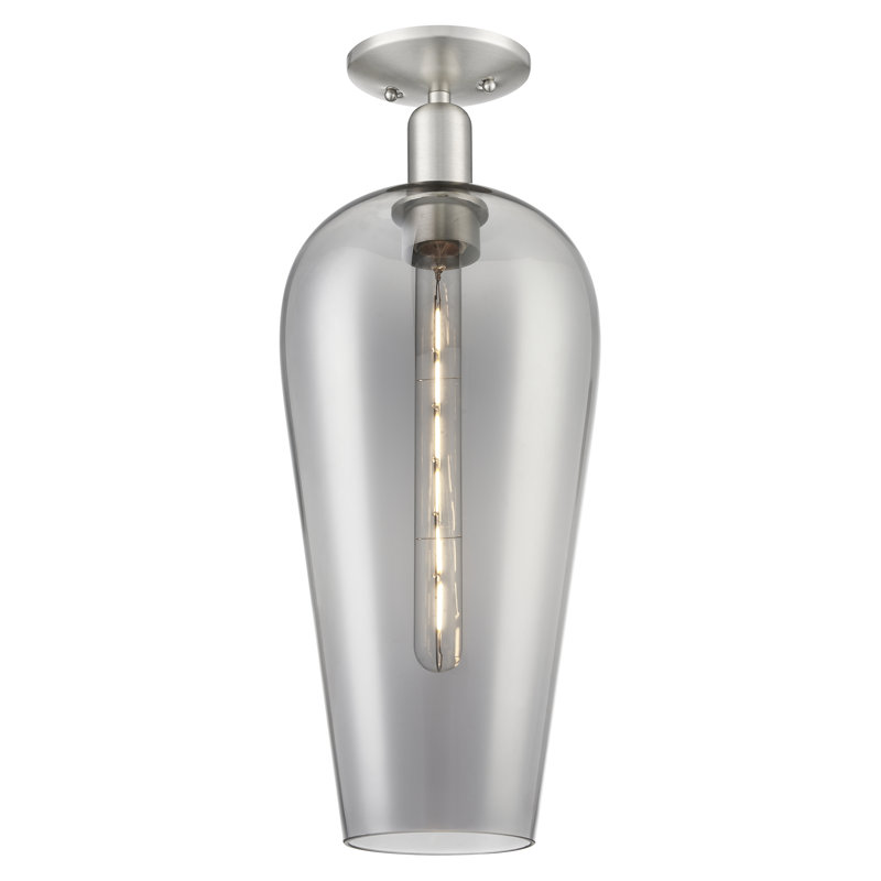 Downtown Urban - Bentley - 1 Light 8" Semi-Flush Mount , Light Smoke Deco Swirl, Satin Nickel