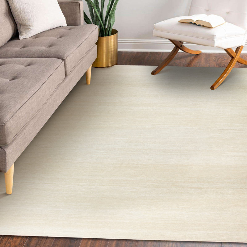 Cream 5' x 7' Washable Non-Slip Synthetic Area Rug