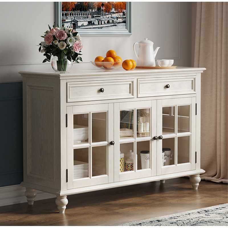 American Style Solid Wood & Glass Sideboard