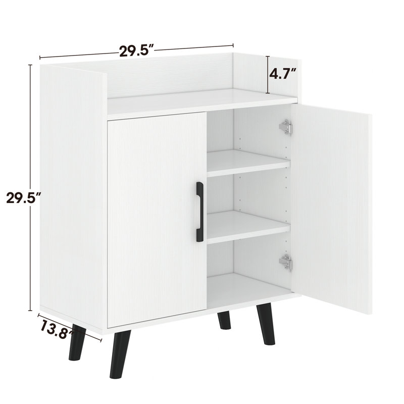 Shoe Cabinet, 3-Tier Freestanding Shoe Rack With Doors And Legs FSSR023, Ivory White